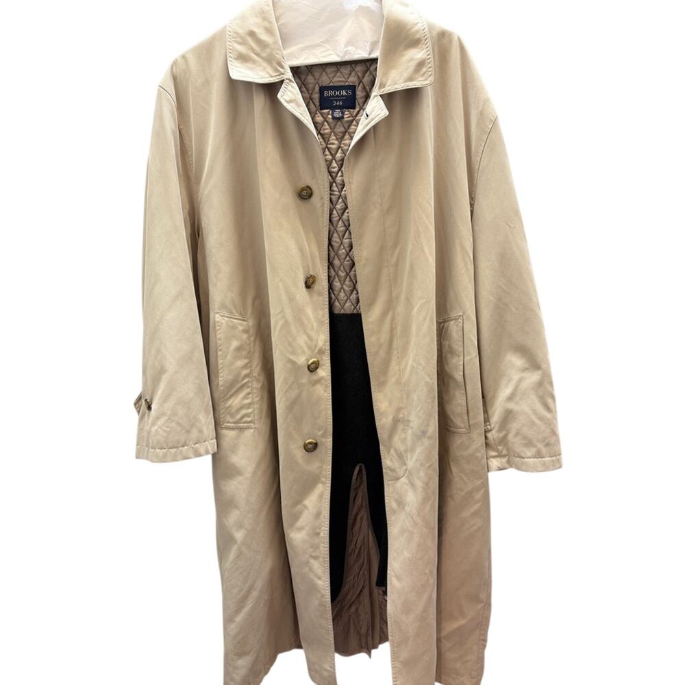 Men’s trench coat; Brooks Brothers Men's pea Coat, Taupe detachable wool lining